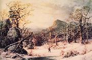 George Henry Durrie Hunter in Winter Wood oil painting on canvas